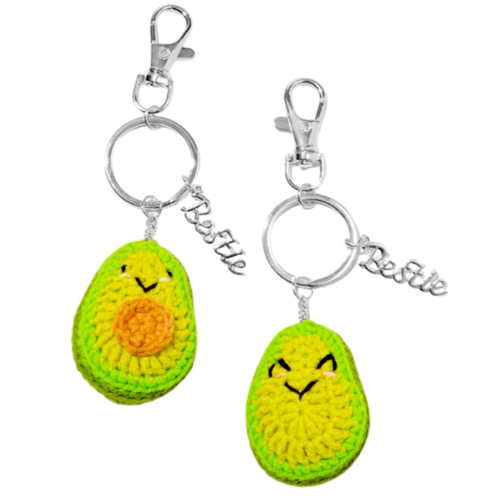 2-Pack Best Friends Happy Avocado Crocheted Keychains - NWT